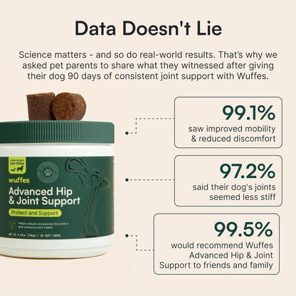 Wuffes Chewable Dog Hip & Joint Supplement - Glucosamine & Chondroitin Chews - Dog Joint Supplements & Vitamins - Extended Joint Care (Large Breed (Over 65 lbs), 90 Chews (Pack of 3))