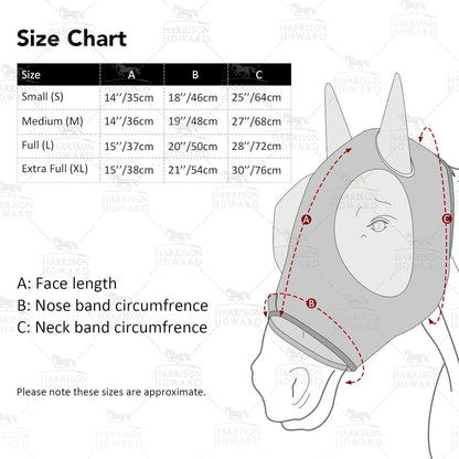 Harrison Howard Super Comfort Stretchy Fly Mask Large Eye Space with UV Protection Soft on Skin with Breathability Tribe Feather Full Size