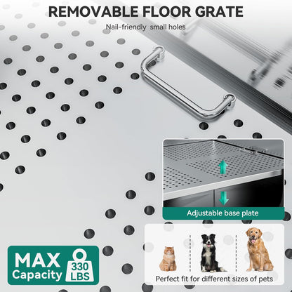 YITAHOME Professional Dog Bathtub 50in, Stainless Steel 304 Dog Bathing Station for Home, Pet Grooming Tub w/Right Stairs, Faucet, Floor Grate, Pet Washing Station for Large, Medium, Small Pets