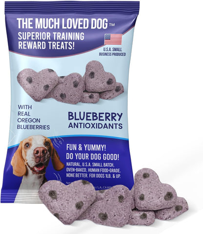 The Much-Loved Dog!™ Blueberry Dog Treats – Natural Biscuits for Small Dogs & Large Breeds – Healthy Puppy Treats for Small Dogs Made in USA, Soft Training Snacks for All Breeds (1 Pack, Blueberry)