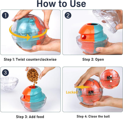 PrimePets Dog Treat Ball, Adjustable Food Dispensing Interactive Toys, Slow Feeder Treat Ball, 4.8'' Green/Red