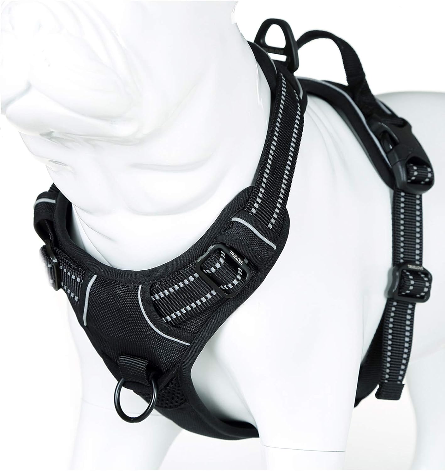 Truelove No Pull Dog Harness with Easy Control Handle and 2 Leash Attachments,Reflective Adjustable Pet Vest