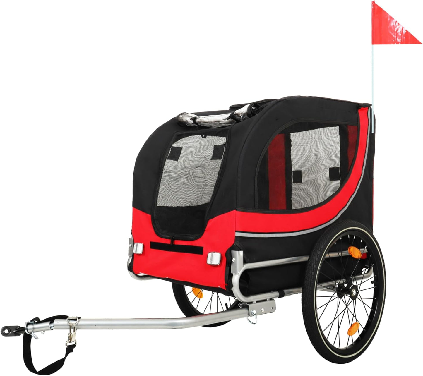 Blue-Grey Large Folding Bike Trailer for Dogs – Heavy-Duty Steel Frame, 66LB Capacity Pet Carrier for All-Terrain Cycling, Jogging & Camping Adventures! - Pawvie