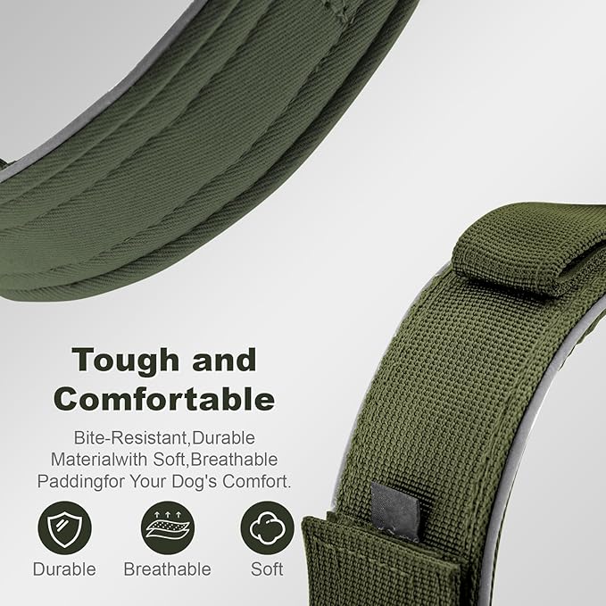 2026 Upgrade Dog Collar with IPX8 Waterproof AirTag Holder,Military Tactical Handle and Ultra-Durable Metal Buckle/Night Reflective,GPS Collar for Medium to Large Dogs (ArmyGreen/XL)