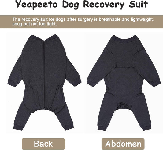 Yeapeeto Dog Onesie Surgery Recovery Suit for Large Medium Bodysuit Dogs Pajamas PJS Full Body for Shedding, Prevent Licking, Wound Protection, Cone Alternative(5XL,Dark Grey)
