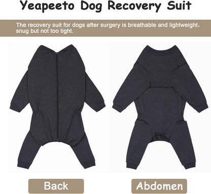 Yeapeeto Dog Onesie Surgery Recovery Suit for Large Medium Bodysuit Dogs Pajamas PJS Full Body for Shedding, Prevent Licking, Wound Protection, Cone Alternative(4XL,Dark Grey)