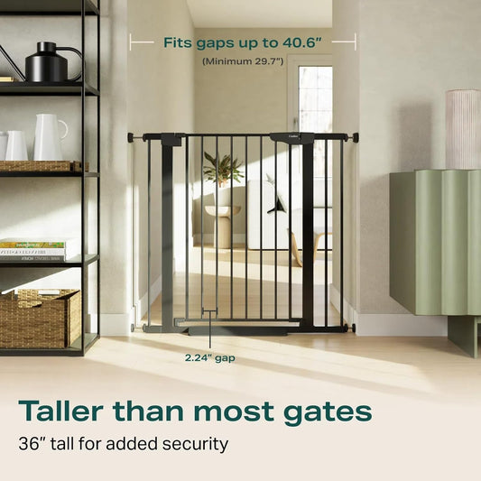 Cumbor 36" Extra Tall Baby Gate for Dogs and Kids with Wide 2-Way Door, 29.7-40.6" Width, and Auto Close Personal Safety for Babies and Pets, Fits Doorways, Stairs, and Entryways