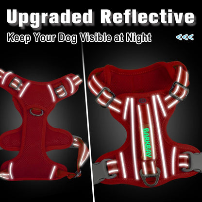 BARKBAY Dog Harness No Pull with ID Tag Pocket - Heavy Duty, Reflective, Easy Control for Large Dogs(Red,XL)