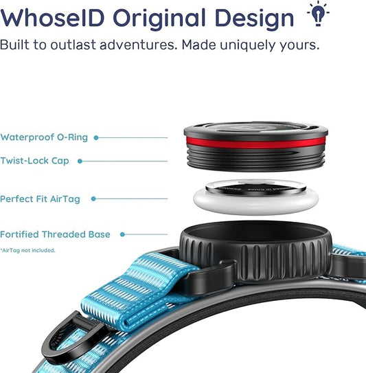 WhoseID Premium AirTag Dog Collar - Air Tag Small Dog Collar | Fur-Safe Magnetic Buckle | IPX8 Waterproof Reflective Dog Collar with AirTag Holder