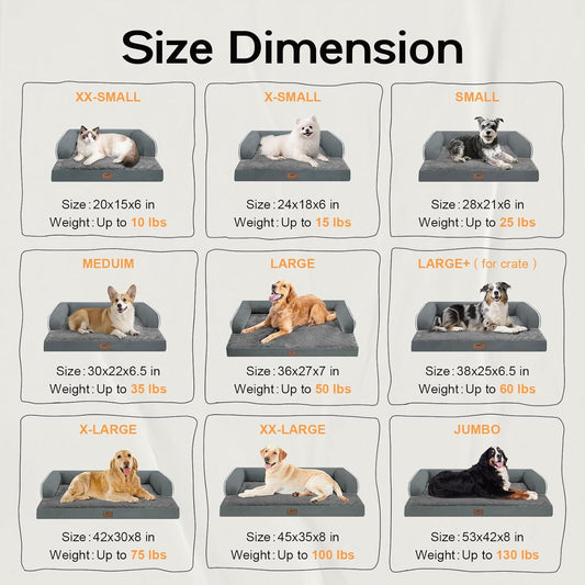 Small Dog Bed Orthopedic Washable Cat Bed Memory Foam Small Couch Sofa Indoor Comfy Pet Beds with Waterproof Removable Cover & Non-Slip Bottom