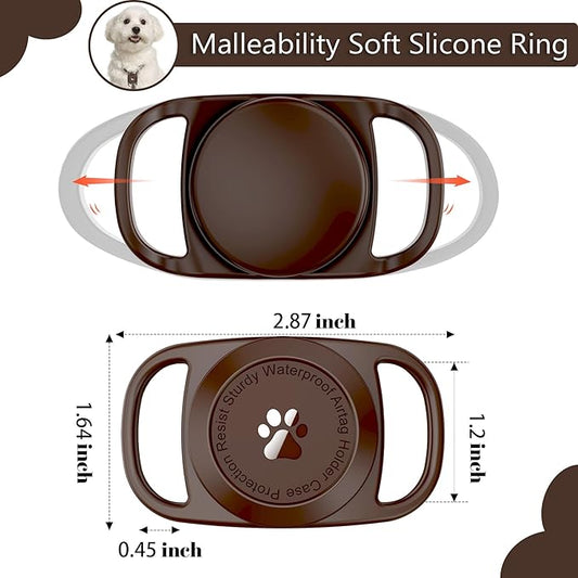 Waterproof Dog Collar GPS Tag Case [1 Pack] - Durable TPU+Silicone Holder, Lightweight Full Protection Cover, Chocolate