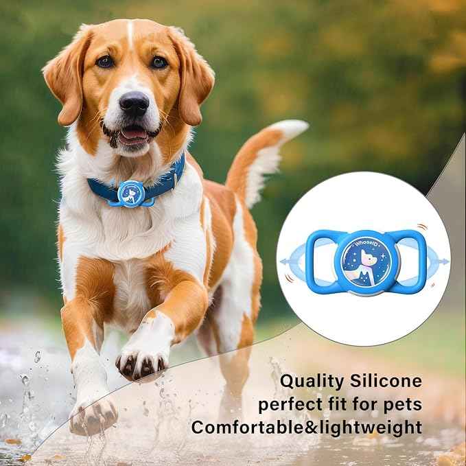 Waterproof Airtag Dog Collar Holder, Silicone & ABS Airtag Holder for Dog & Cat Collars, Ultra-Durable, Lightweight and Protective Airtag Case (Blue-1, Regular)