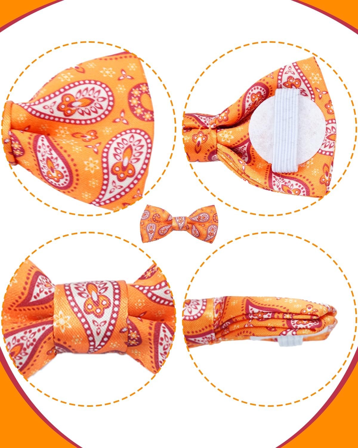 PET SHOW 10 Pack Paisley Big Dog Bow Ties for Large Medium Dogs Sliding Collar Attachments Floral Bowties Classy Bowknots Party Holiday Pet Grooming Accessories(Large)