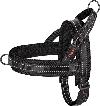 Didog No Pull Dog Harness with Soft Mesh Padded,Reflective & Quick Fit Light Weight Dog Strap Vest Harness,Easy for Walking Training (L:Chest 26-32", Mesh-Black)