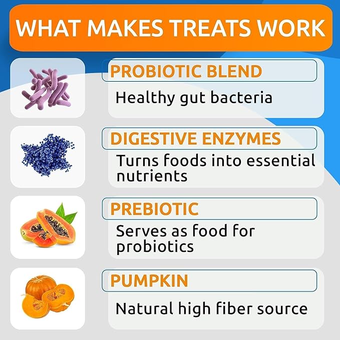 BARK&SPARK Dog Probiotics & Digestive Enzymes (Gut Health) Allergy & Itchy Skin - Pet Diarrhea Gas Treatment Upset Stomach Relief, Digestion Health Prebiotic Supplement Dog Treats (240Ct Chicken)