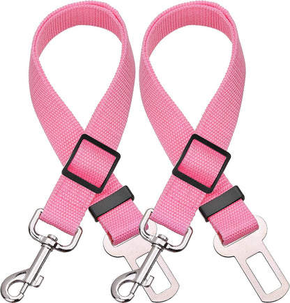 Elisel Elisel 2 Packs Adjustable Length Pet Dog Cat car seat Belt Pet seat Belt Pet Accessories for Dogs Cats and Pets (Pink)