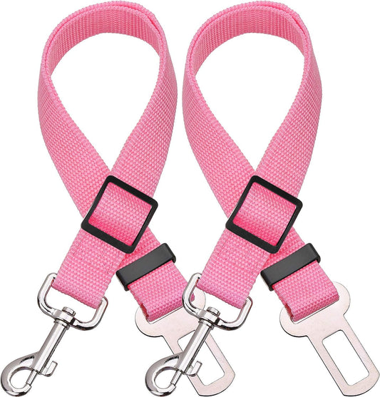 Elisel Elisel 2 Packs Adjustable Length Pet Dog Cat car seat Belt Pet seat Belt Pet Accessories for Dogs Cats and Pets (Pink)