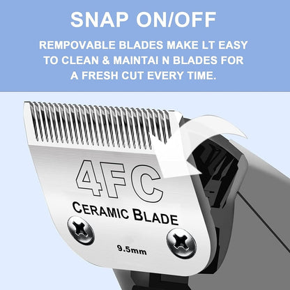 2PC 4FC Blade Detachable Pet Clipper Replacement Blades Compatible with Andis Pet Clipper/Oster A5/Wahl KM Series Dog Clipper,Ceramic Blade & Stainless Steel Blade