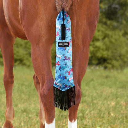 Harrison Howard Smooth Lightweight Adjustable Fastener Nylon Horse Tail Bag with Fringe