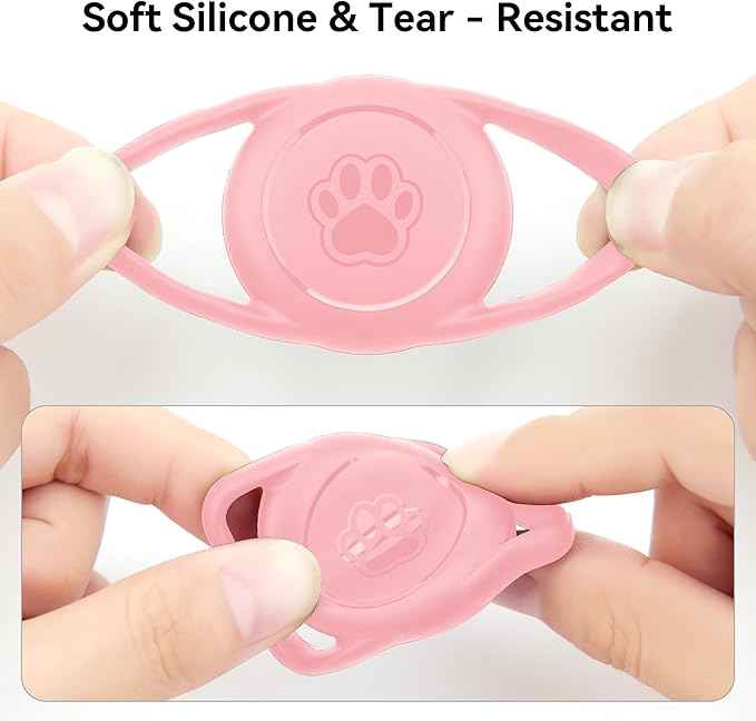 2 Pack for Airtag Dog Collar Holder,IPX8 Waterproof for air Tags-2 Pack,for Apple GPS Tracker Accessories丨Compatible with Apple AirTags丨Fits≤ 1.2" Width Collar for Dog cat Pets(Pink)