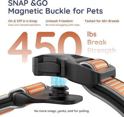 WhoseID Premium Dog Collar for Large Dogs - IPX8 Waterproof AirTag Dog Collar | Magnetic Buckle Heavy Duty Collar | 450LB Escape-Proof | Reflective Dog Collar with AirTag Holder