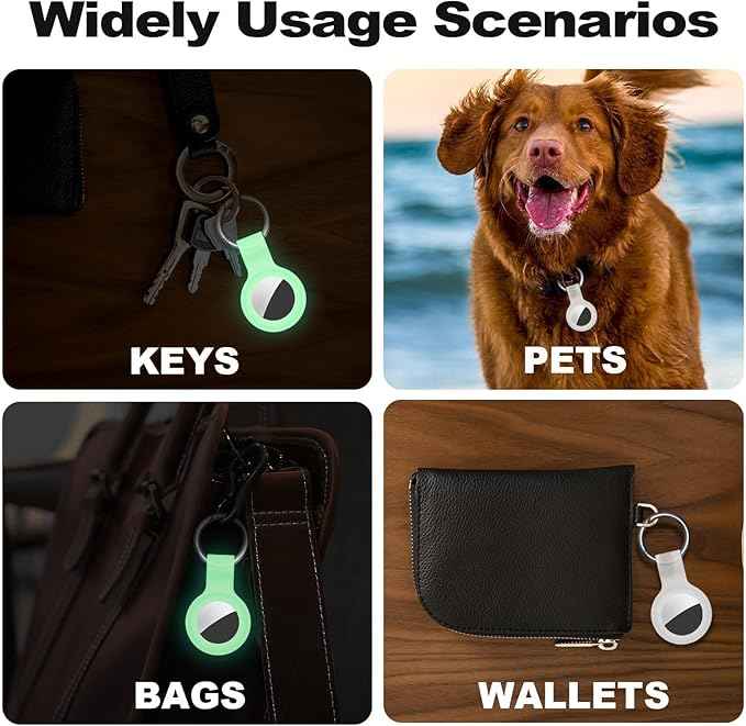Compatible with AirTag Case Keychain for Air Tag Holder Silicone for AirTags Key Ring Cases Tags Chain for Apple for AirTag GPS Item Finders Accessories, Transparent Luminous