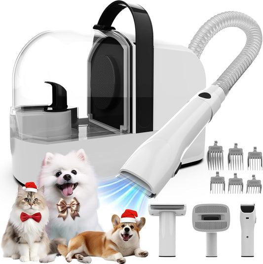 Dog Grooming Vacuum, Dog Grooming Kit with Pet Clippers, 12,000Pa Pet Hair Grooming Vacuum for Dogs, Vacuum Brush for Shedding Grooming, Low Noise Home Cleaning Tool in 1, PG10 Black