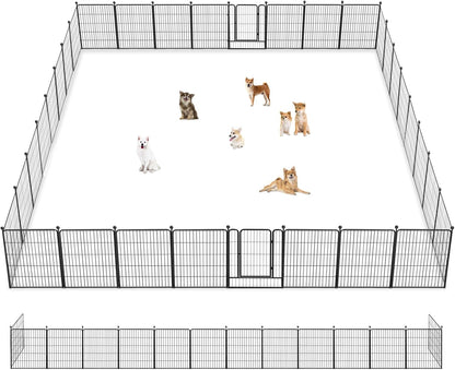 Dog Playpen 32 inch 32 Panels Indoor Outdoor Dog Pen for Medium/Small Dogs Heavy Duty Metal Dog Fence Outdoor for Yard, Puppy Playpen with Door Portable Pet Fence for RV Camping Yard
