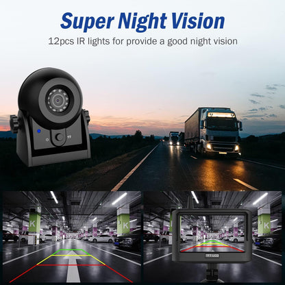 Magnetic Wireless Trailer Backup Camera System, 4.3inch TFT LCD Monitor & IP68 Waterproof Rechargeable Rear View Camera, Easy to use for Trucks/Campers/SUV/Cars(MS-348)