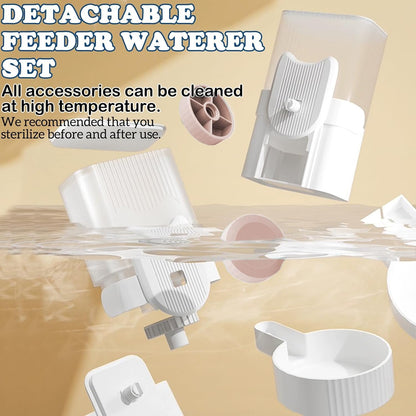 kathson Rabbit Gravity Auto Feeder Set 35oz Hanging Automatic Food Water Dispenser Cage Automatic Feeder Set for Rabbit Chinchilla Guinea Pig Hedgehog Ferret Kitty Puppy (Pink)