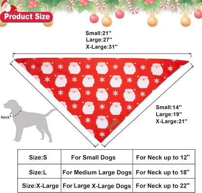 ADOGGYGO Christmas Dog Bandanas 2 Pack, Santa Deer Pattern Pet Xmas Scarf Bib, Premium Durable Fabric, Pet Christmas Bandanas for Medium Large Dogs (Large)