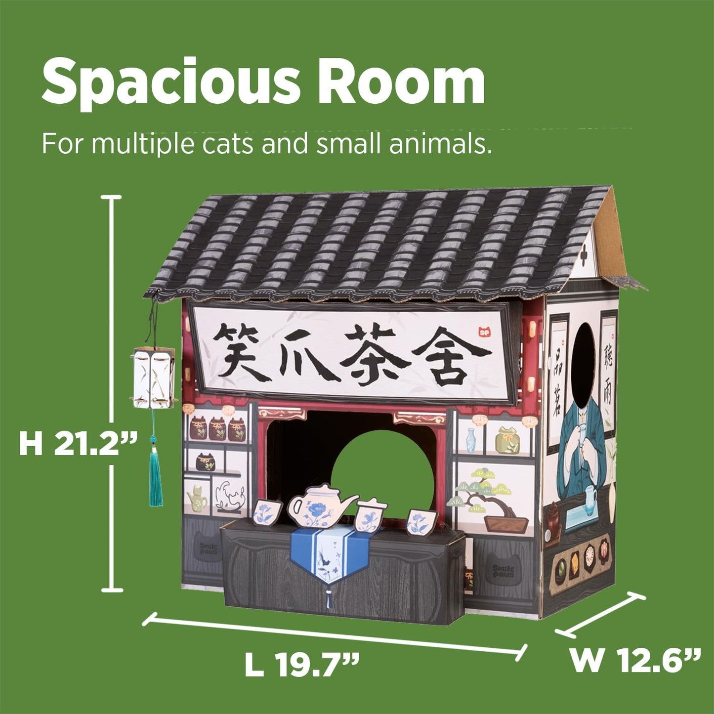 Cat Beds for Indoor Cats, Cardboard House with Scratchers, Tea House, Large Sturdy Cat Furniture Condo Cave Tent, Easy to Assemble Pet Toys Accessories Stuffs, Bunny Small Animals
