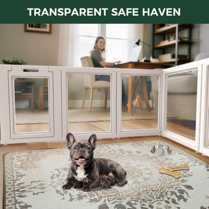 FXW AuraSpace Acrylic Indoor Unleashed Dog Playpen for Small and Medium Dogs, 30 Inch, 16 Panels, White