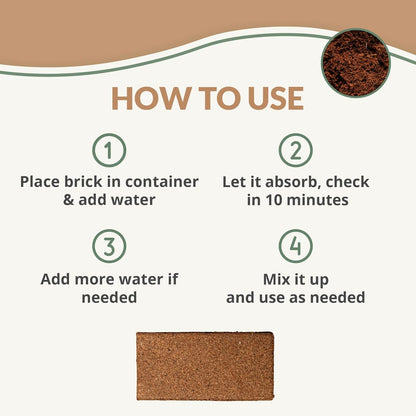 Coco Coir Brick (650gms) - Organic Coco Coir for Plants & Gardening - OMRI-Listed Cocopeat for Garden Soil, Seed Starter Soil, & Mulch - Coconut Coir Brick - Coconut Fiber Potting Mix