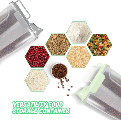 5-7Lbs Dog Cat Food Storage Container with Upgraded Large Nozzle BPA-free, 4 Snap Seals Plastic Pet Food Storage Containers with Handles (2, Light Green+Light Gray, 5L)