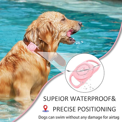 Airtag Dog Collar Holder, [1 Pack] Waterproof Protective Case for Apple AirTag, Durable & Lightweight with Full-Body Protection, Soft Silicone, Pink