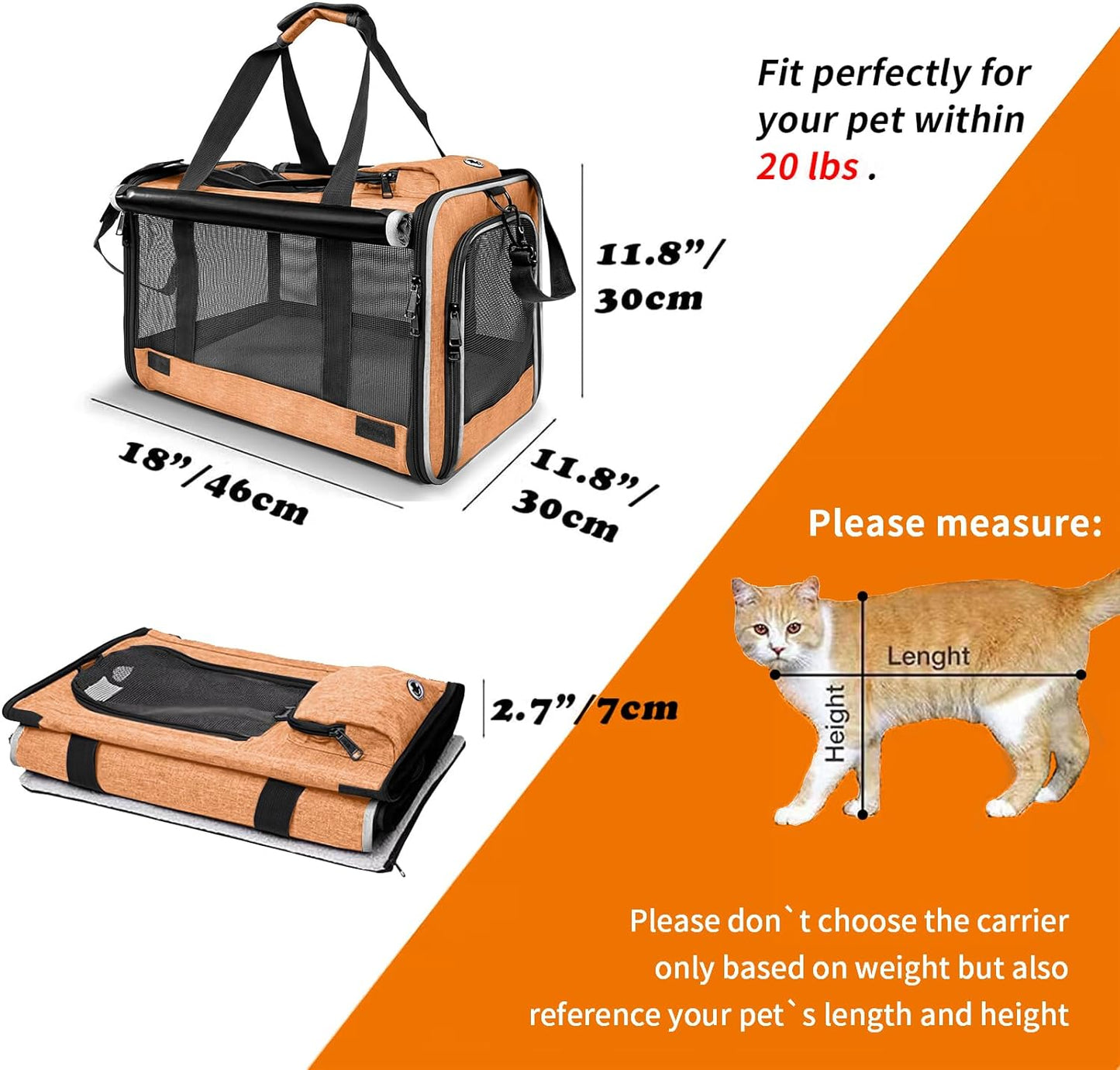 Dog Carry Bag for Puppy Pet Soft-Shell Portable Kennel Crate for 0-15 lbs Foldable Pomeranian Travel Cage Tea Cup Yorkie Carrier Purse Indoor Carrying Case Cat Supply Melon Tiny Dog Melon - Pawvie