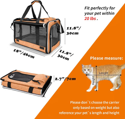 Dog Carry Bag for Puppy Pet Soft-Shell Portable Kennel Crate for 0-15 lbs Foldable Pomeranian Travel Cage Tea Cup Yorkie Carrier Purse Indoor Carrying Case Cat Supply Melon Tiny Dog Melon - Pawvie