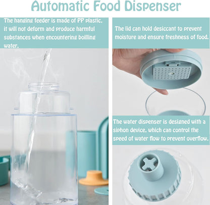 Hanging Automatic Rabbit Food Water Dispenser, Auto Dog Kennel Water Dispenser 35OZ Gravity Bunny Feeder, Dog Cage & Crate Water Dispenser for Rabbit Guinea Pig Hedgehog Ferret Kitty Puppy