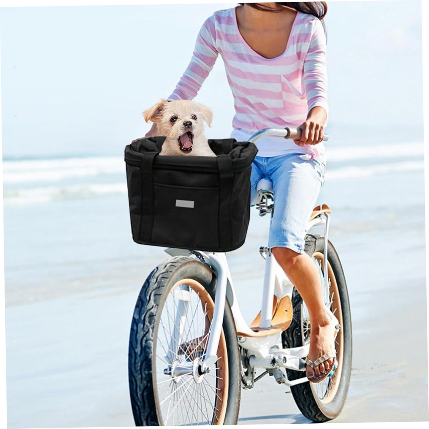 Bike Basket, 10kg Storng Bearing Foldable Bike Front Basket, Removable Dog Carrier for Handlebar, Machine Washable - Pawvie