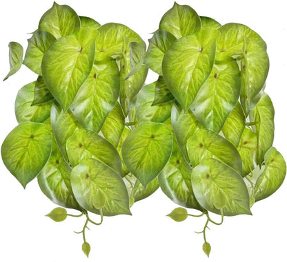 Reptile Plants for Terrarium Decor, Amphibian Habitat Decor, Snake Tank Accessories, Artificial Hanging Plants with Suction Cup-2 Packs (Arrowhead)