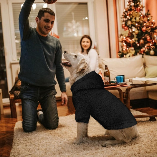 Fuzzy Dog Sweaters for Large Dogs Pet Hoodie Clothes Warm Soft Pet Coats Hooded Sweatshirt Dog Sweaters for Extra Large Dogs(Black-XXL)