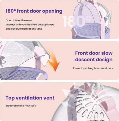 Birdcages,Carriers,Small Bird Travel Cage Carrier, Bird Carry Transport Bag，Small Animal Carrier, Travel Carry-Out Cage with Water Bottle.(Pink)