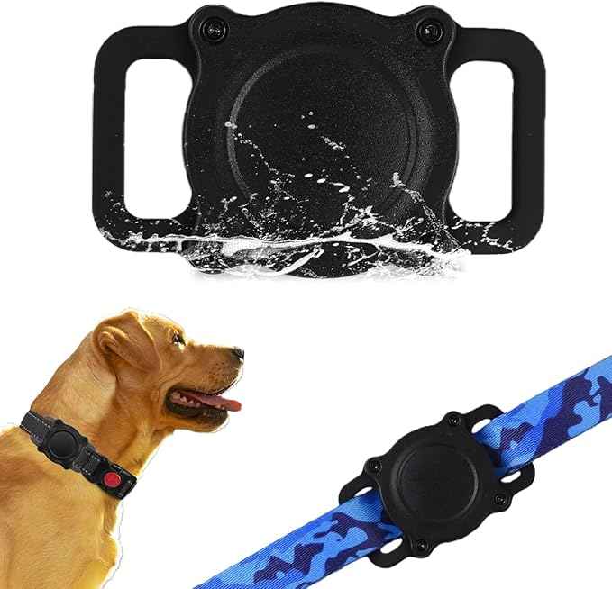 Compatible with Airtag Holder–IP68 Waterproof Silicone Anti-Lost Airtag Case for Pet Collars, High-Strength Elastic Silicone for Airtag Holder Fits Pet Collar, Medium for 3/4"~1" Collar