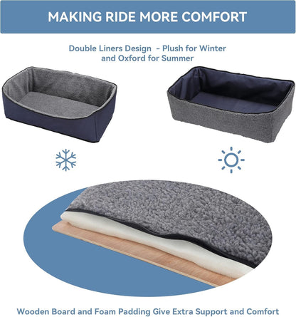 A 4 Pet Dog Car Seat for Medium/Large Dog or 2 Small Dogs, Booster Car Seat with Storage Bags and 2 Seat Belts, Pet Seat for Dogs Under 55 lbs