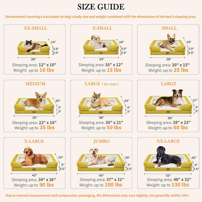 Comfort Expression Small Dog Beds Waterproof Cat Beds Orthopedic Foam Sofa Beds for Small Dogs Comfy Pet Bed with Washable Removable Cover & Non-Slip Bottom(XX-Small,Spicy Mustard)