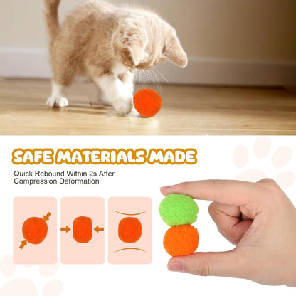 100Pcs Cat Toys Pom Pom Balls with 2 Launchers Set, Interactive Cat Toy Stuff for Indoor Both Adult & Kitten Toys