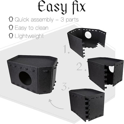 Gothic Cat Bed for Indoor Cats or Pets, Foldable as Halloween Cat House with Soft Cushion for Goth Bed, Gothic Cat House, Coffin Shape Cat Cave Bed, Black and Red Color Halloween Cat Bed