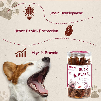 PAWUP Dog Treats Jerky Duck Crisp Flakes, 1% Taurine Added, 6oz (170g), Duck Jerky Chip Flakes, High Protein Dog Training Rewards, Rawhide-Free, Gluten-Free