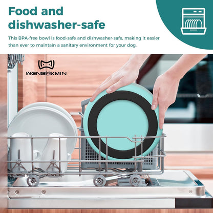 Dog Bowl, Stainless Steel Dog Food and Water Bowl with Non Slip Quiet Bottom, Easy to Clean, Dishwasher Safe, 64oz, Mint Green